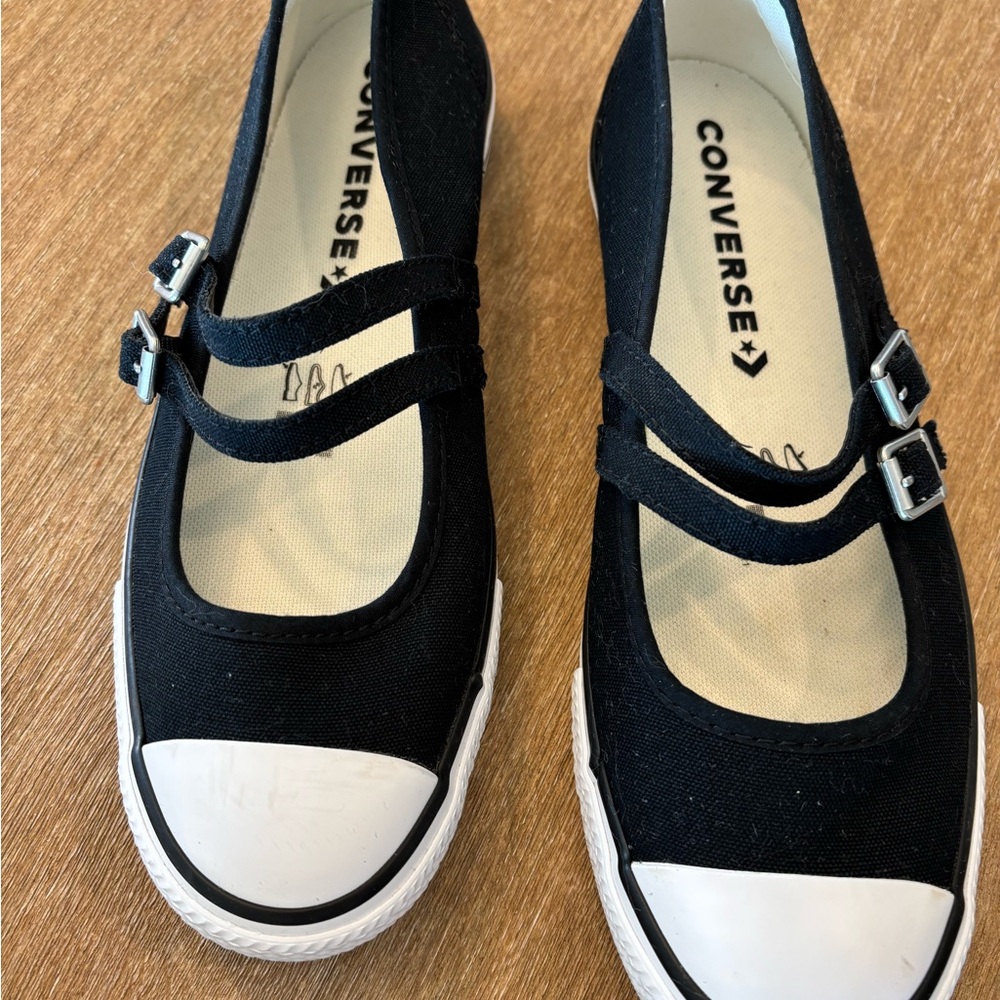 Converse Black Double Strap Flats